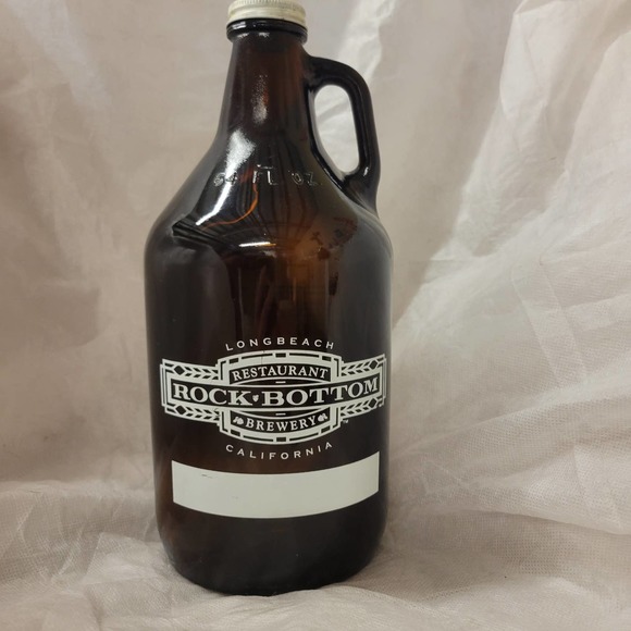 VTG 90s ROCK BOTTOM Brewery Restaurant Long Beach, CA 64oz Beer Jug Retired - Picture 1 of 14